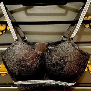 VS blacklace bra with rhinstones.